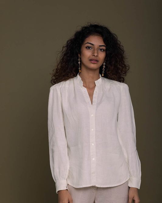 The Wild River Shirt - Shell Off White at Kamakhyaa by Reistor. This item is Casual Wear, Hemp, Natural, Off-white, Office Wear, Shirts, Solids, Tops, Womenswear