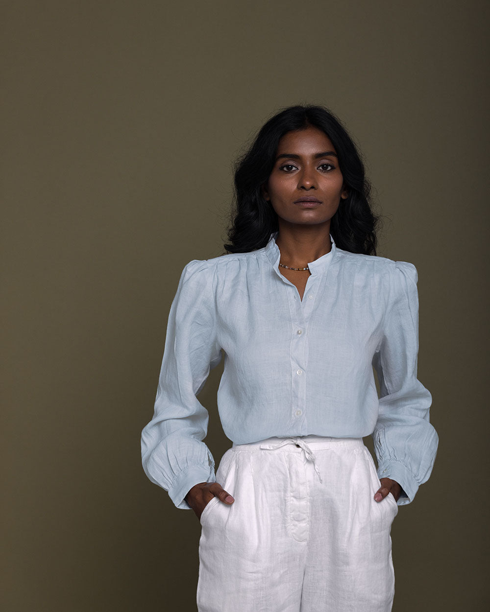 The Wild River Shirt - Summer Blue at Kamakhyaa by Reistor. This item is Blue, Casual Wear, Hemp, Natural, Office Wear, Shirts, Solids, Tops, Womenswear