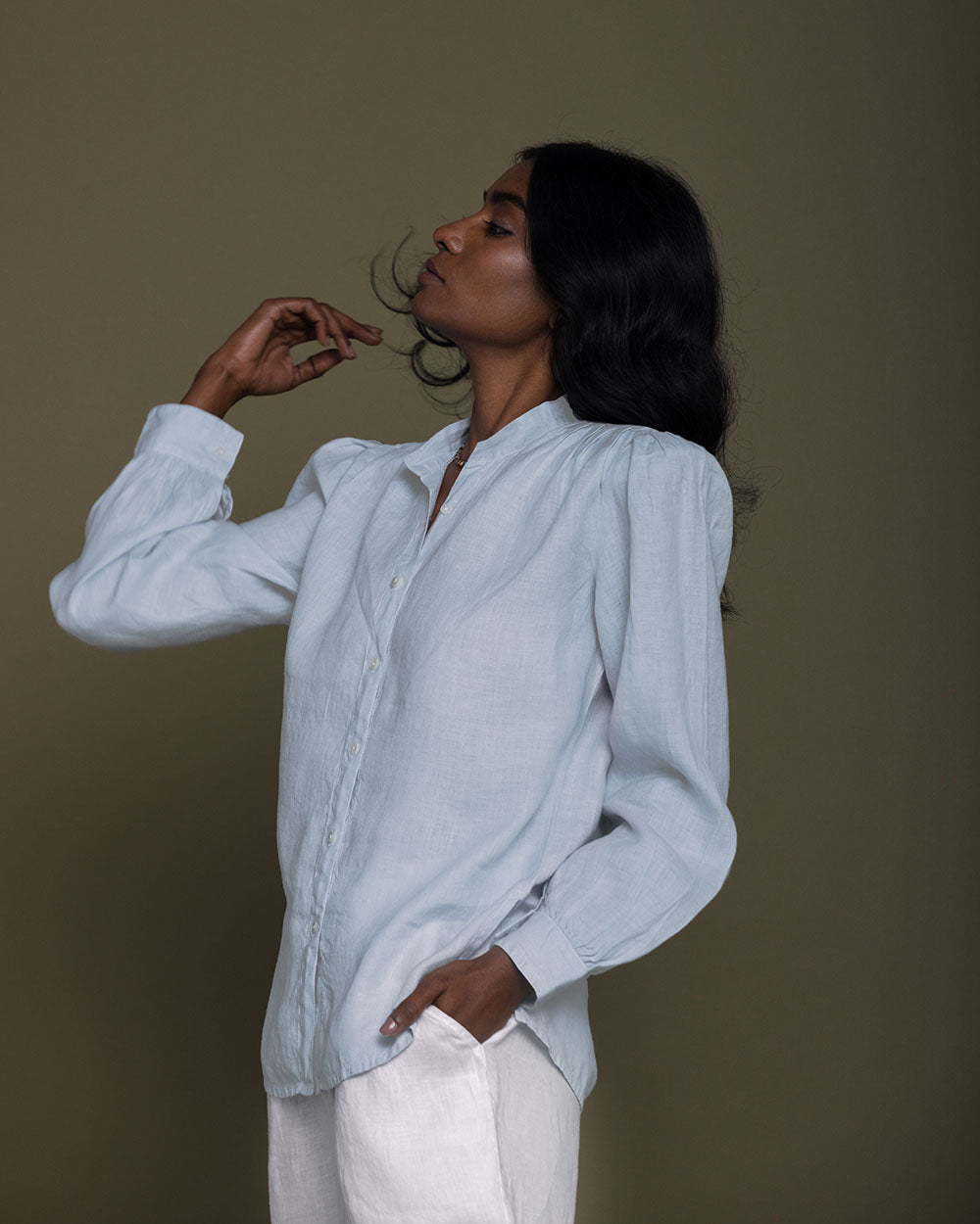 The Wild River Shirt - Summer Blue at Kamakhyaa by Reistor. This item is Blue, Casual Wear, Hemp, Natural, Office Wear, Shirts, Solids, Tops, Womenswear