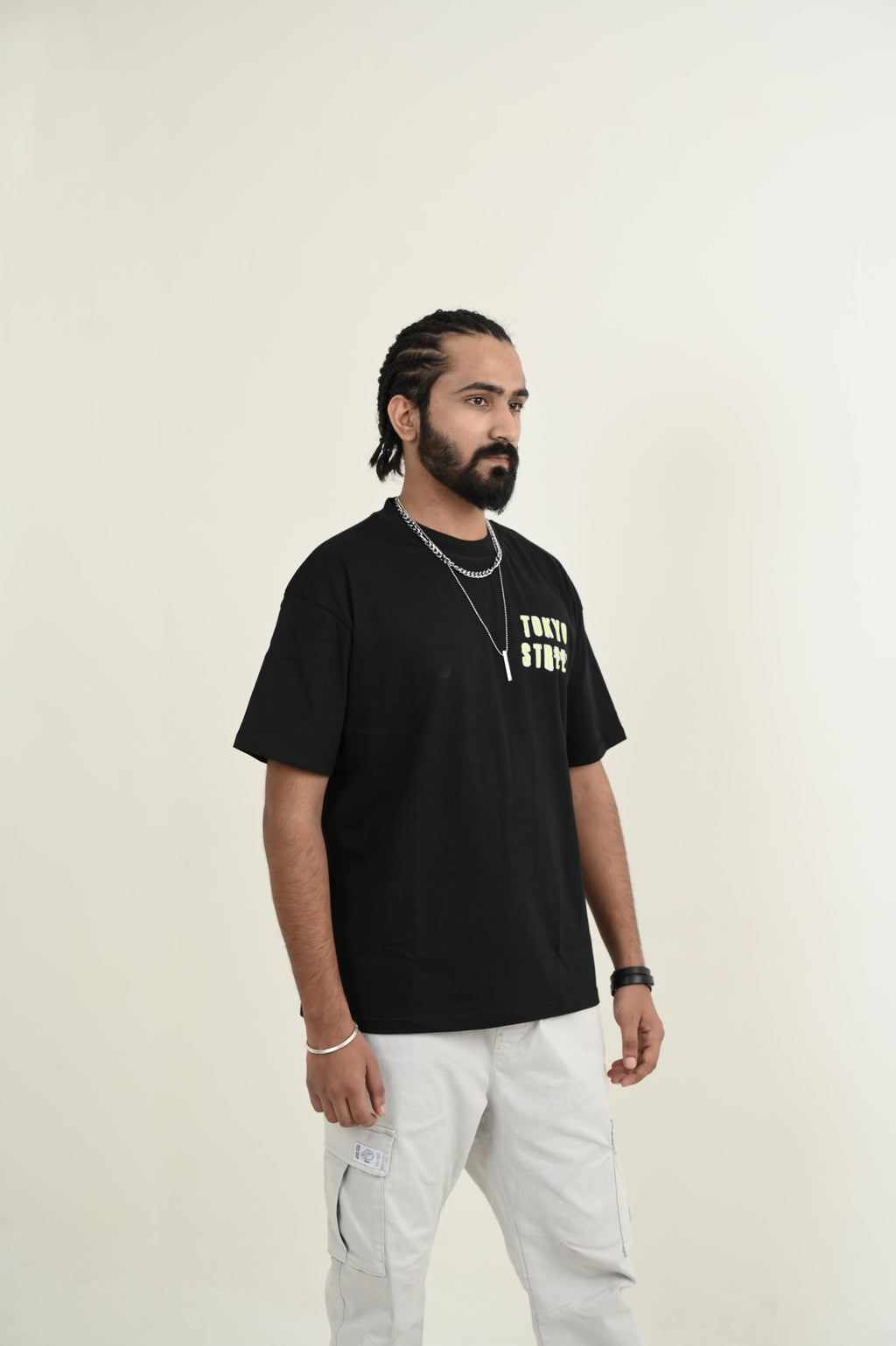 Tokyo Street 100% Cotton Oversized Black T-shirt at Kamakhyaa by Unfussy. This item is 100% cotton, Black, Casual Wear, Organic, Oversized Fit, Printed, T-Shirts, Unfussy, Unisex, Womenswear