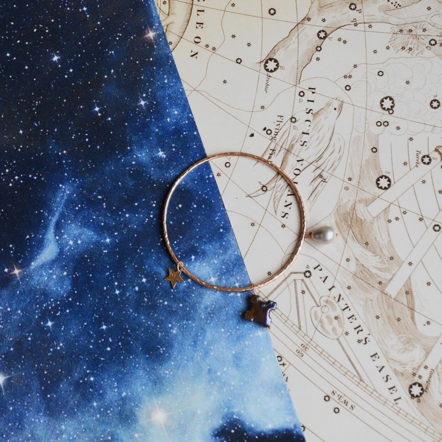 Trifid Nebula Bangle at Kamakhyaa by Noyra. This item is Add Ons, Bangles, Brass Alloy, Fashion Jewellery, Gold, jewelry, July Sale, July Sale 2023, Micron, Natural, Textured