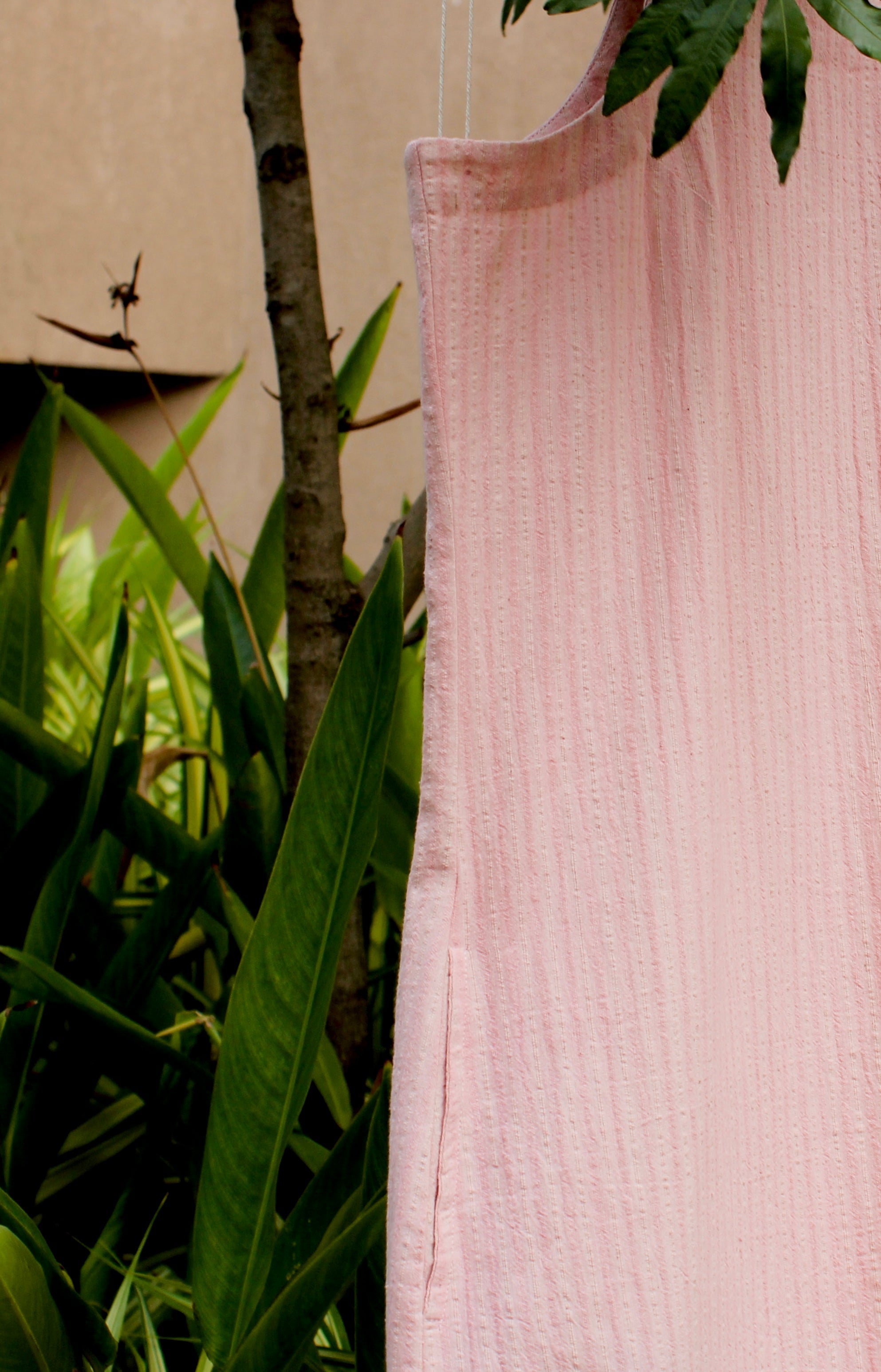 Tulip Top and Blush Pants at Kamakhyaa by Itya. This item is Casual Wear, Co-ord Sets, Hand Spun Cotton, Handwoven cotton, Natural, Office, Office Wear Co-ords, Pastel Perfect, Pastel Perfect by Itya, Pink, Plant Dye, Relaxed Fit, SS22, Textured, Womenswear