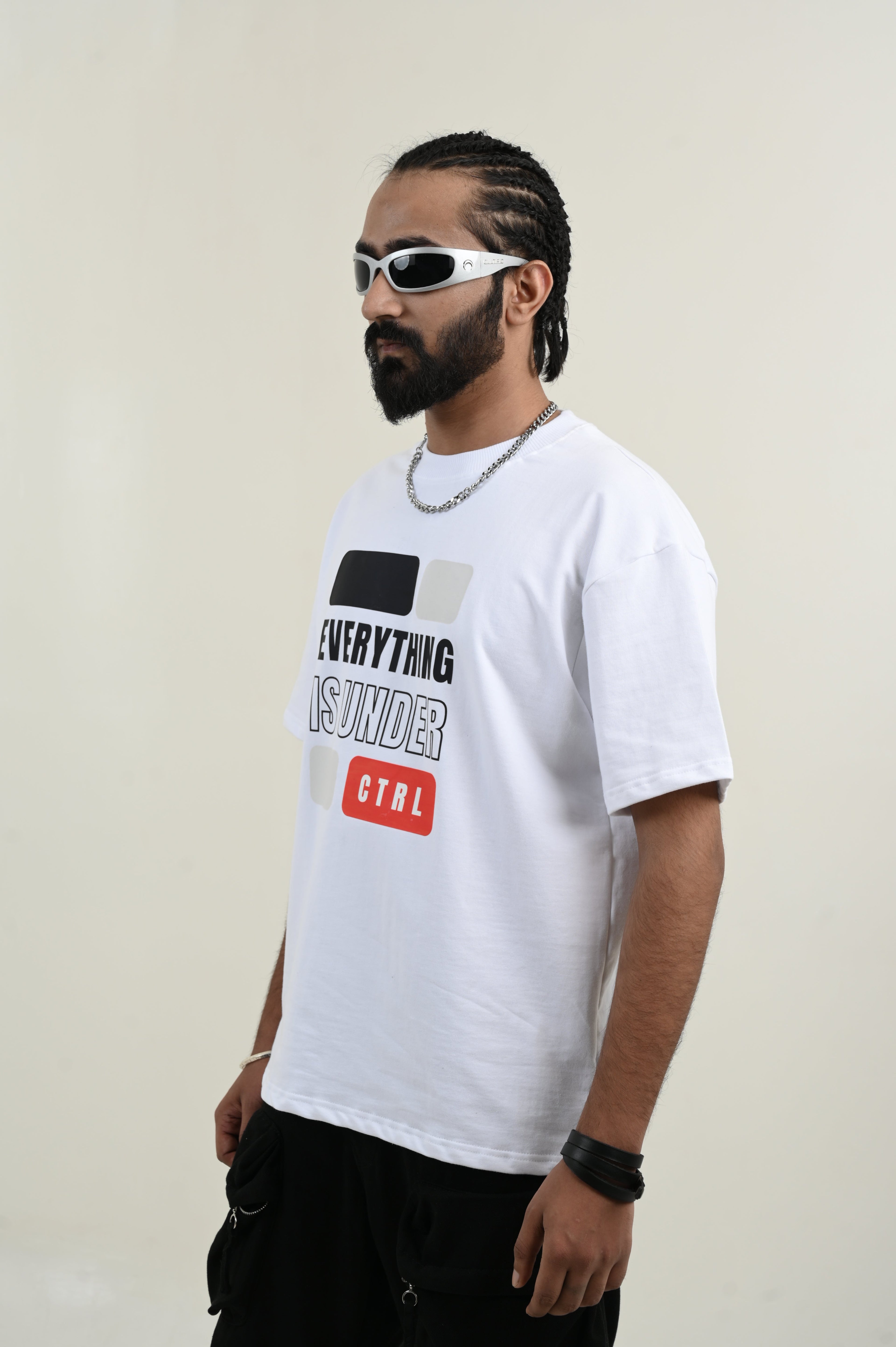 Under Control 100% Cotton Oversized White T-shirt at Kamakhyaa by Unfussy. This item is 100% cotton, Casual Wear, Organic, Oversized Fit, Printed, T-Shirts, Unfussy, Unisex, White, Womenswear