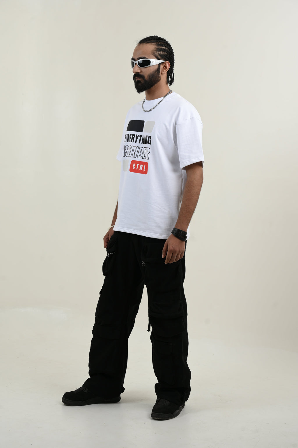 Under Control 100% Cotton Oversized White T-shirt at Kamakhyaa by Unfussy. This item is 100% cotton, Casual Wear, Organic, Oversized Fit, Printed, T-Shirts, Unfussy, Unisex, White, Womenswear