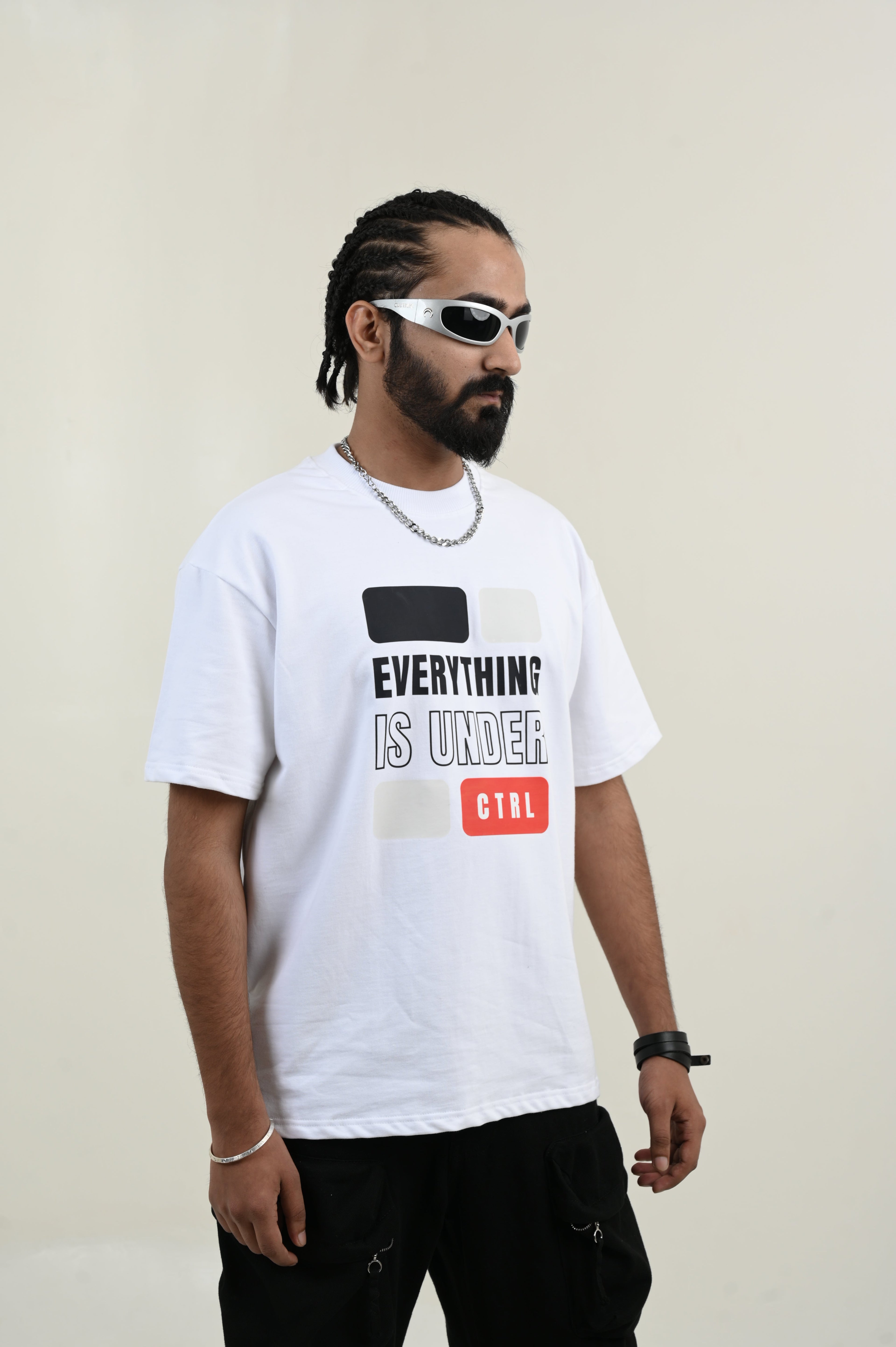 Under Control 100% Cotton Oversized White T-shirt at Kamakhyaa by Unfussy. This item is 100% cotton, Casual Wear, Organic, Oversized Fit, Printed, T-Shirts, Unfussy, Unisex, White, Womenswear