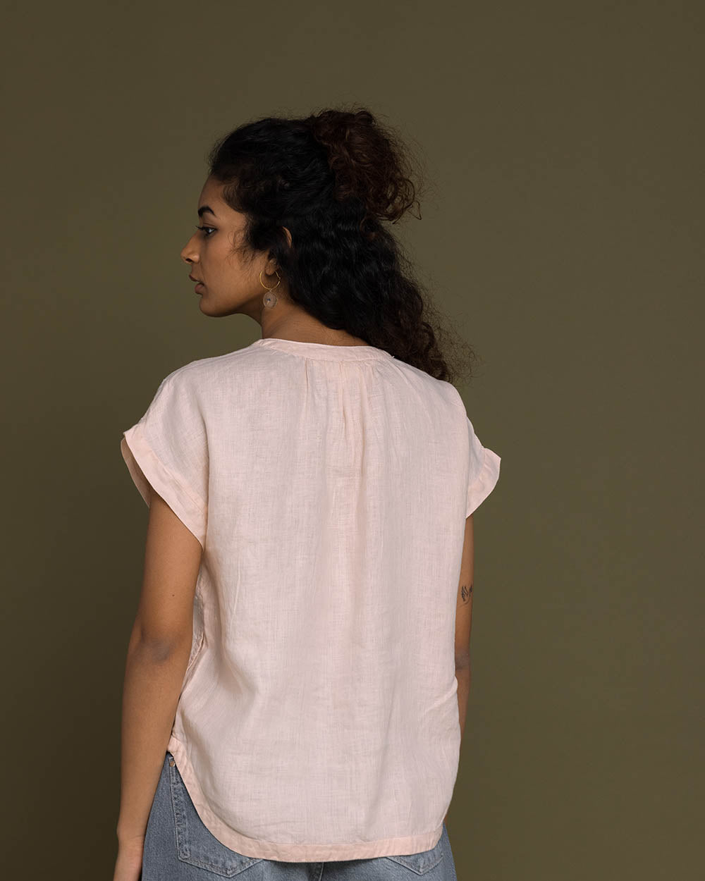 Under The Midnight Tree Top - Ice Pink at Kamakhyaa by Reistor. This item is Casual Wear, Embroidered, Hemp, Natural, Pink, T-Shirts, Tops, Womenswear