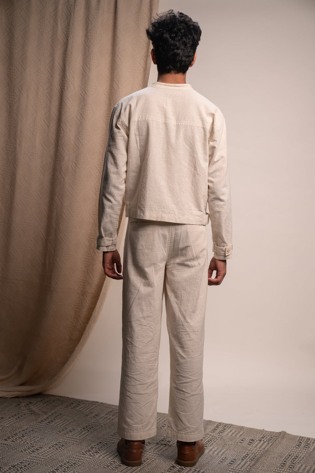 Unisex Bomber Jacket & Pants Set at Kamakhyaa by Lafaani. This item is 100% pure cotton, Casual Wear, Co-ord Sets, Kora, Loungewear Co-Ords, Menswear, Natural with azo free dyes, Organic, Regular Fit, Rewind, Solids, Sonder, Unisex