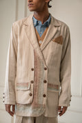 Unisex Double-Breasted Jacket at Kamakhyaa by Lafaani. This item is 100% pure cotton, Casual Wear, Jackets, Kora, Materiality, Menswear, Natural with azo free dyes, Organic, Regular Fit, Solids, Tops, Unbleached and Undyed, Unisex