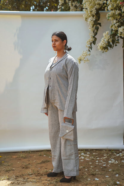 Unisex Rounded Hem Jacket at Kamakhyaa by Lafaani. This item is 100% pure cotton, Casual Wear, Grey, Jackets, Menswear, Natural with azo free dyes, Organic, Regular Fit, Solids, Sonder, Unisex