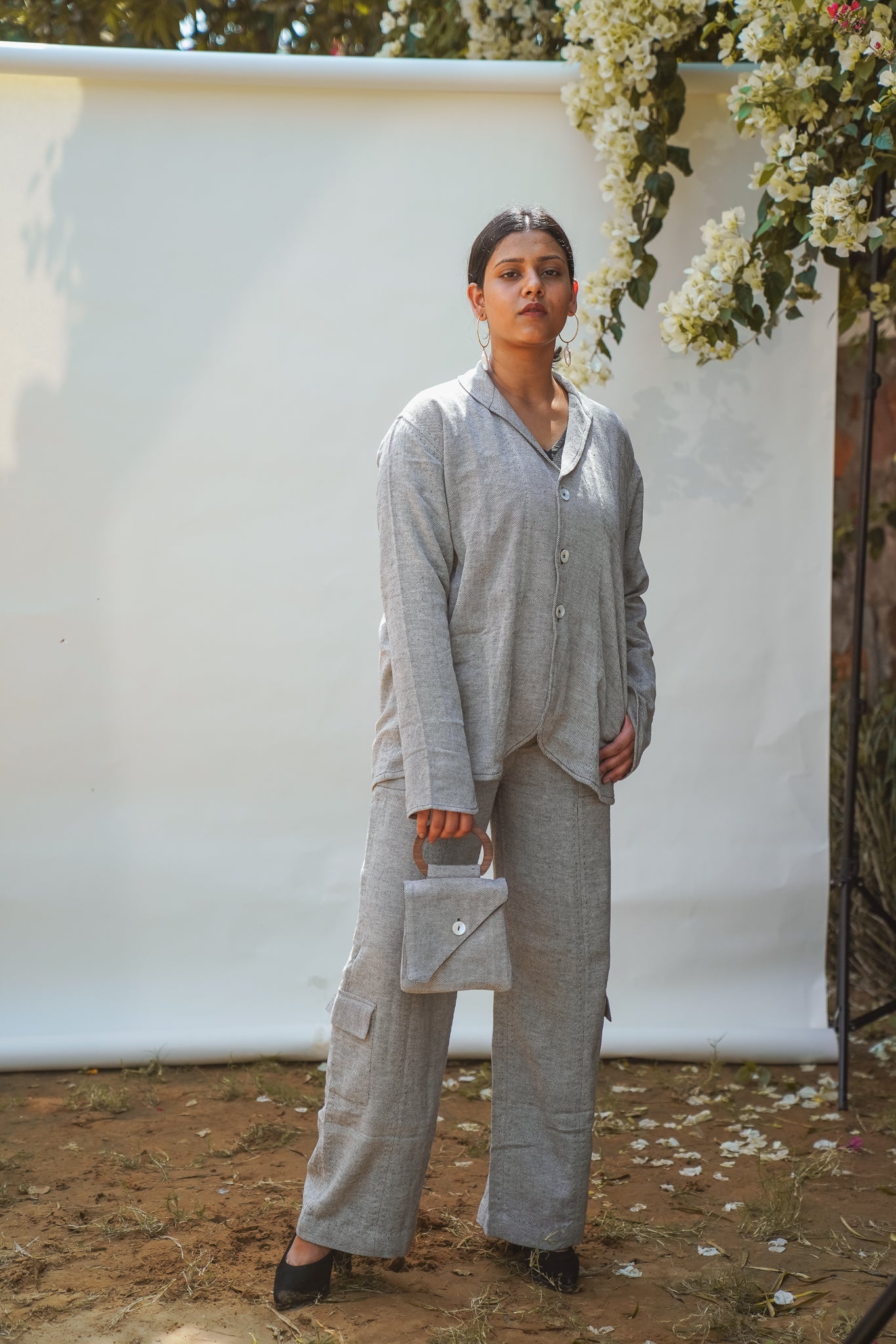 Unisex Rounded Hem Jacket & Patch Pocket Pants at Kamakhyaa by Lafaani. This item is 100% pure cotton, Black, Casual Wear, Grey, Loungewear Co-Ords, Menswear, Natural with azo free dyes, Regular Fit, Solids, Sonder, Unisex