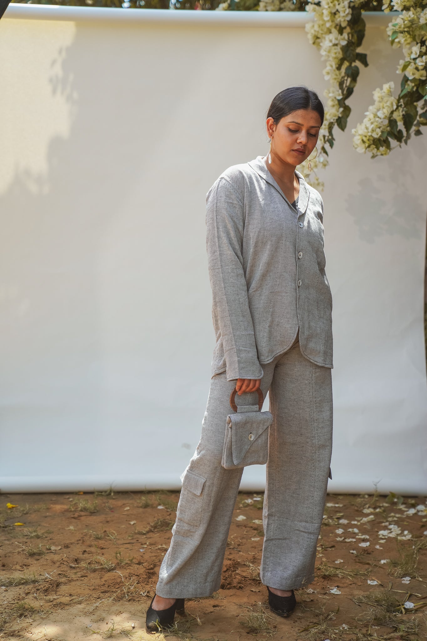 Unisex Rounded Hem Jacket & Patch Pocket Pants at Kamakhyaa by Lafaani. This item is 100% pure cotton, Black, Casual Wear, Grey, Loungewear Co-Ords, Menswear, Natural with azo free dyes, Regular Fit, Solids, Sonder, Unisex