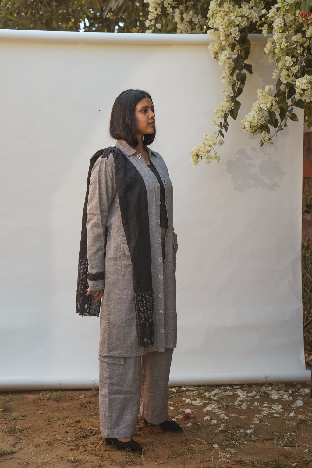 Unisex Trans-seasonal Overlay & Kantha Scarf Black at Kamakhyaa by Lafaani. This item is 100% pure cotton, Black, Casual Wear, Grey, Menswear, Natural with azo free dyes, Overlays, Regular Fit, Scarves, Solids, Sonder, Unisex