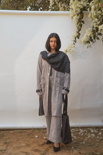 Unisex Trans-seasonal Overlay & Kantha Scarf Black at Kamakhyaa by Lafaani. This item is 100% pure cotton, Black, Casual Wear, Grey, Menswear, Natural with azo free dyes, Overlays, Regular Fit, Scarves, Solids, Sonder, Unisex