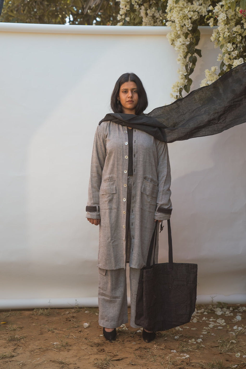 Unisex Trans-seasonal Overlay & Kantha Scarf Black at Kamakhyaa by Lafaani. This item is 100% pure cotton, Black, Casual Wear, Grey, Menswear, Natural with azo free dyes, Overlays, Regular Fit, Scarves, Solids, Sonder, Unisex