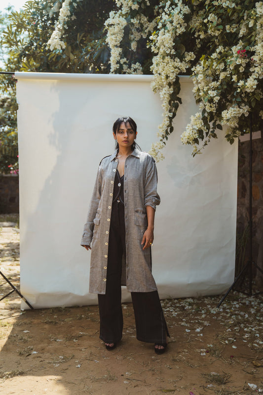 Unisex Trans-seasonal Overlay at Kamakhyaa by Lafaani. This item is 100% pure cotton, Black, Casual Wear, Grey, Menswear, Natural with azo free dyes, Overlays, Regular Fit, Solids, Sonder, Unisex