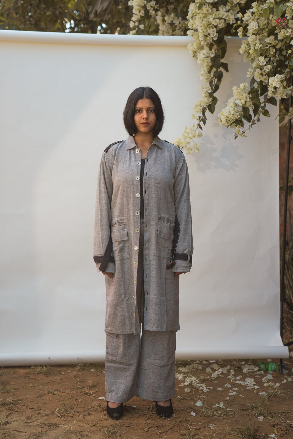 Unisex Trans-seasonal Overlay & Patch Pocket Pants at Kamakhyaa by Lafaani. This item is 100% pure cotton, Black, Casual Wear, Grey, Natural with azo free dyes, Regular Fit, Solids, Sonder, Travel Co-ords, Unisex, Womenswear