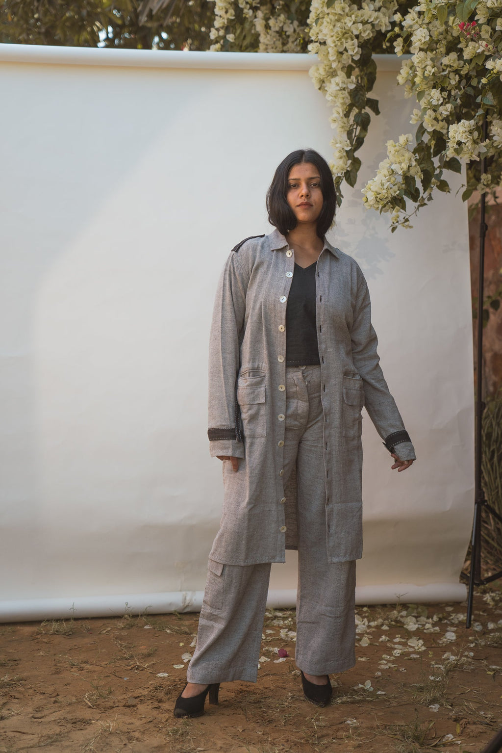 Unisex Trans-seasonal Overlay & Patch Pocket Pants at Kamakhyaa by Lafaani. This item is 100% pure cotton, Black, Casual Wear, Grey, Natural with azo free dyes, Regular Fit, Solids, Sonder, Travel Co-ords, Unisex, Womenswear