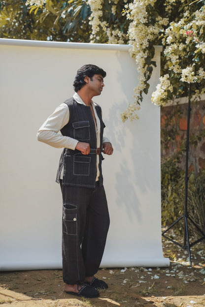 Unisex Utility Vest & Utility Pants at Kamakhyaa by Lafaani. This item is 100% pure cotton, Black, Casual Wear, Loungewear Co-Ords, Menswear, Natural with azo free dyes, Regular Fit, Solids, Sonder, Unisex