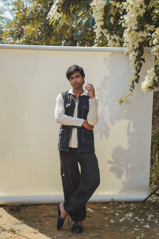 Unisex Utility Vest & Utility Pants at Kamakhyaa by Lafaani. This item is 100% pure cotton, Black, Casual Wear, Loungewear Co-Ords, Menswear, Natural with azo free dyes, Regular Fit, Solids, Sonder, Unisex