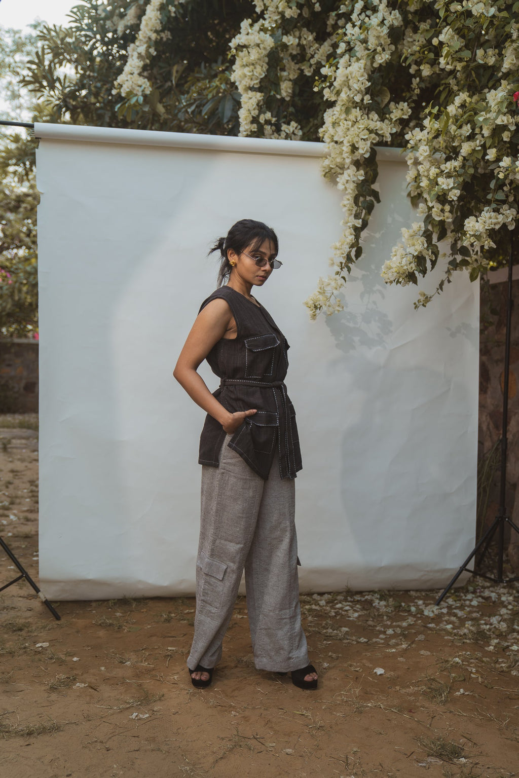 Unisex Vest & Patch Pocket Pants at Kamakhyaa by Lafaani. This item is 100% pure cotton, Black, Casual Wear, Grey, Natural with azo free dyes, Regular Fit, Solids, Sonder, Travel Co-ords, Unisex, Womenswear