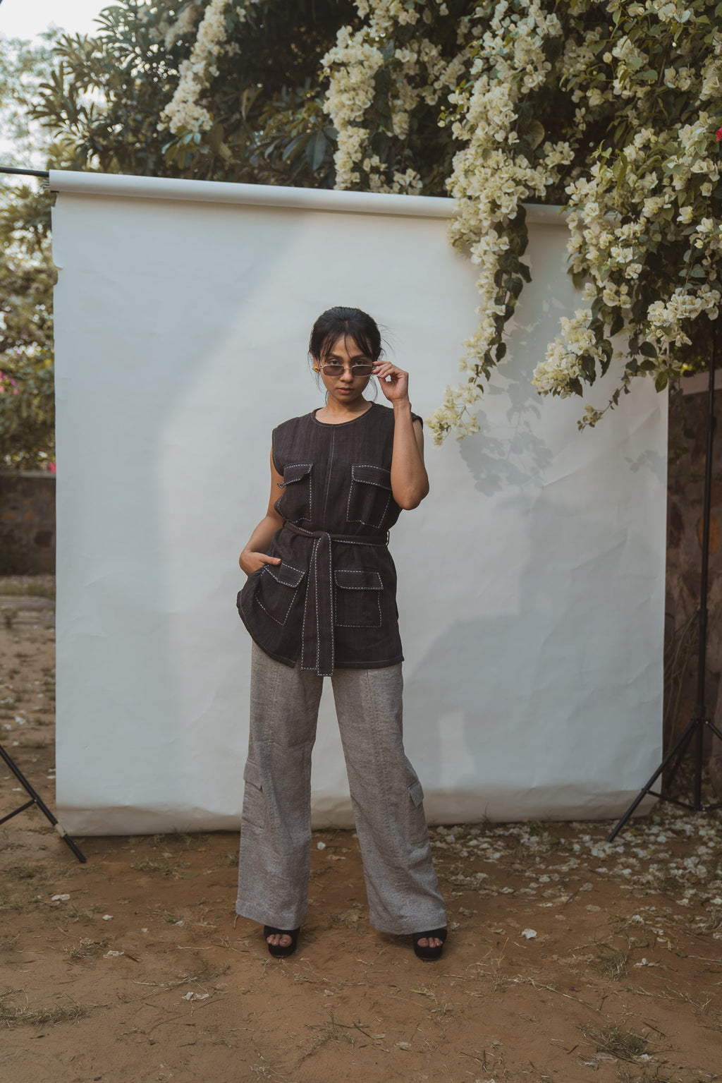Unisex Vest & Patch Pocket Pants at Kamakhyaa by Lafaani. This item is 100% pure cotton, Black, Casual Wear, Grey, Natural with azo free dyes, Regular Fit, Solids, Sonder, Travel Co-ords, Unisex, Womenswear