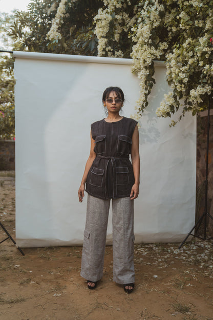 Unisex Vest & Patch Pocket Pants at Kamakhyaa by Lafaani. This item is 100% pure cotton, Black, Casual Wear, Grey, Natural with azo free dyes, Regular Fit, Solids, Sonder, Travel Co-ords, Unisex, Womenswear