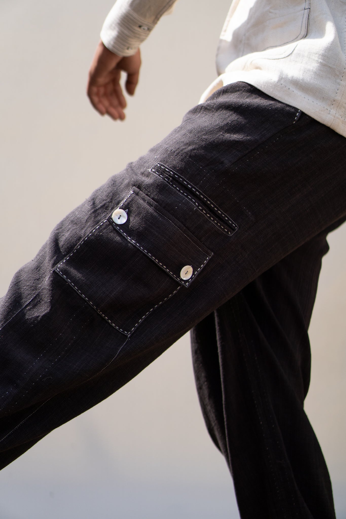 Utility Pants at Kamakhyaa by Lafaani. This item is 100% pure cotton, Black, Casual Wear, Menswear, Natural with azo free dyes, Pants, Regular Fit, Solids, Sonder