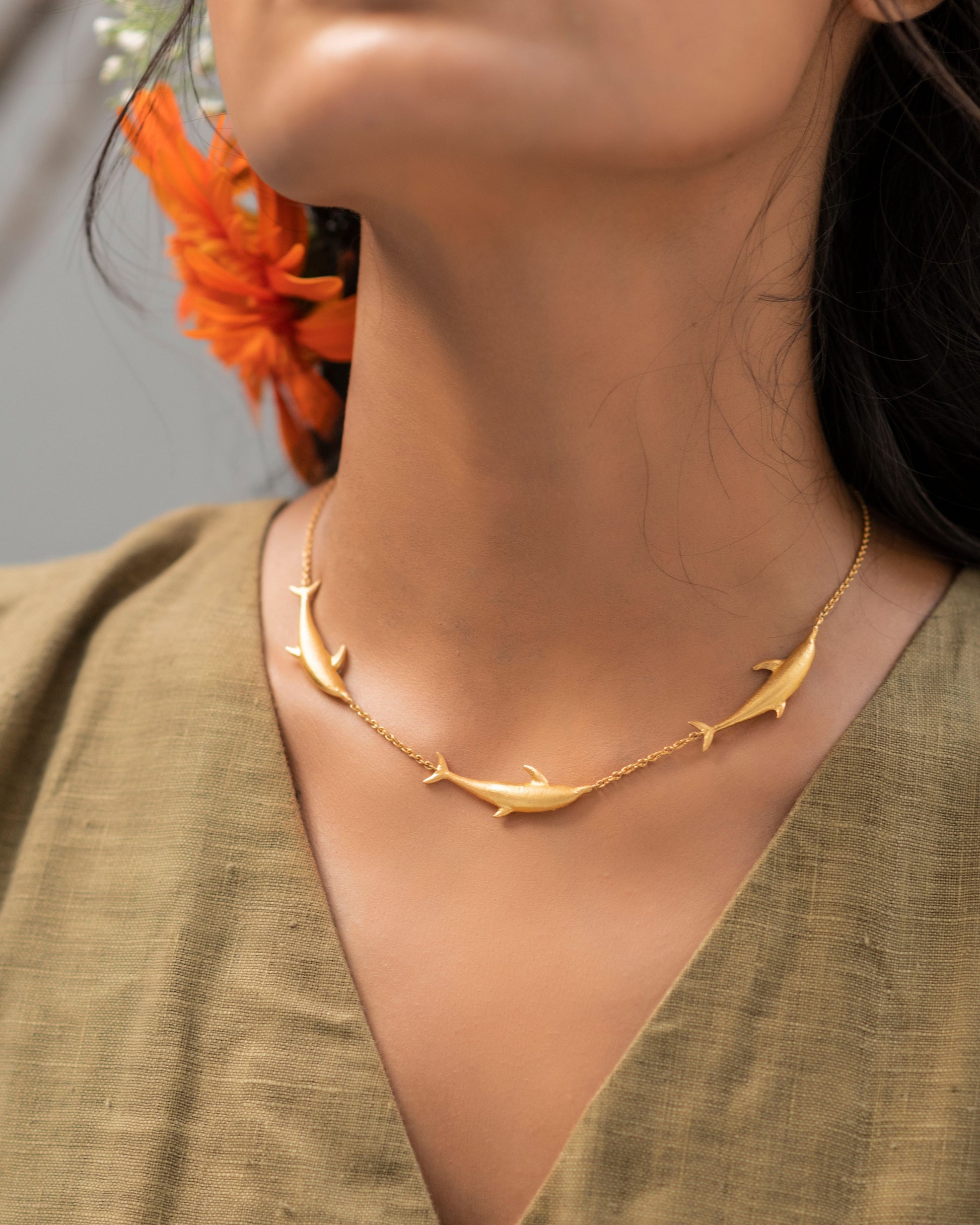 Vaquita Necklace at Kamakhyaa by Amalgam By Aishwarya. This item is Brass, Choker, Fashion Jewellery, Free Size, Gold, jewelry, Natural, Solids