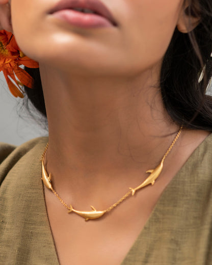 Vaquita Necklace at Kamakhyaa by Amalgam By Aishwarya. This item is Brass, Choker, Fashion Jewellery, Free Size, Gold, jewelry, Natural, Solids