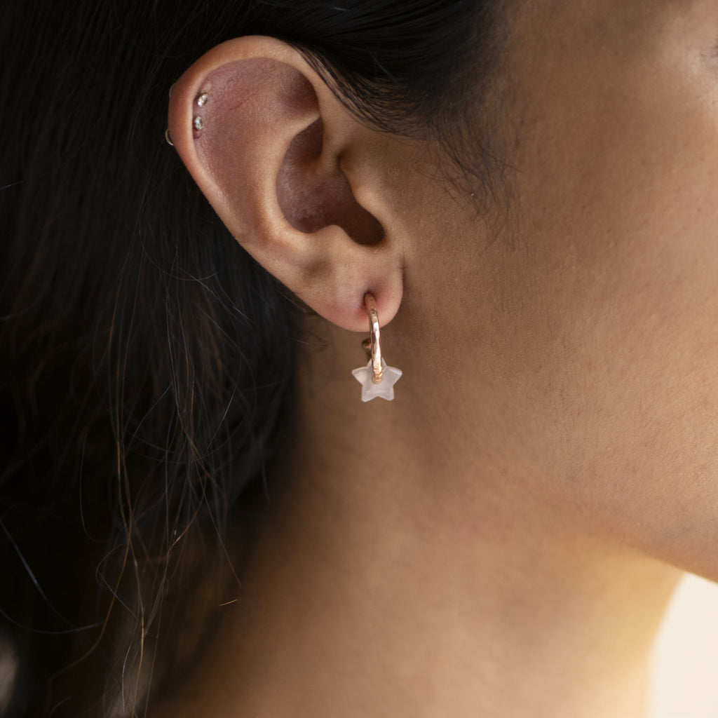 Venus Star Hoops Mini at Kamakhyaa by Noyra. This item is Fashion Jewellery, Hoops, jewelry, Micron, Natural, Office Wear Jewellery, Pink, Silver, Solids
