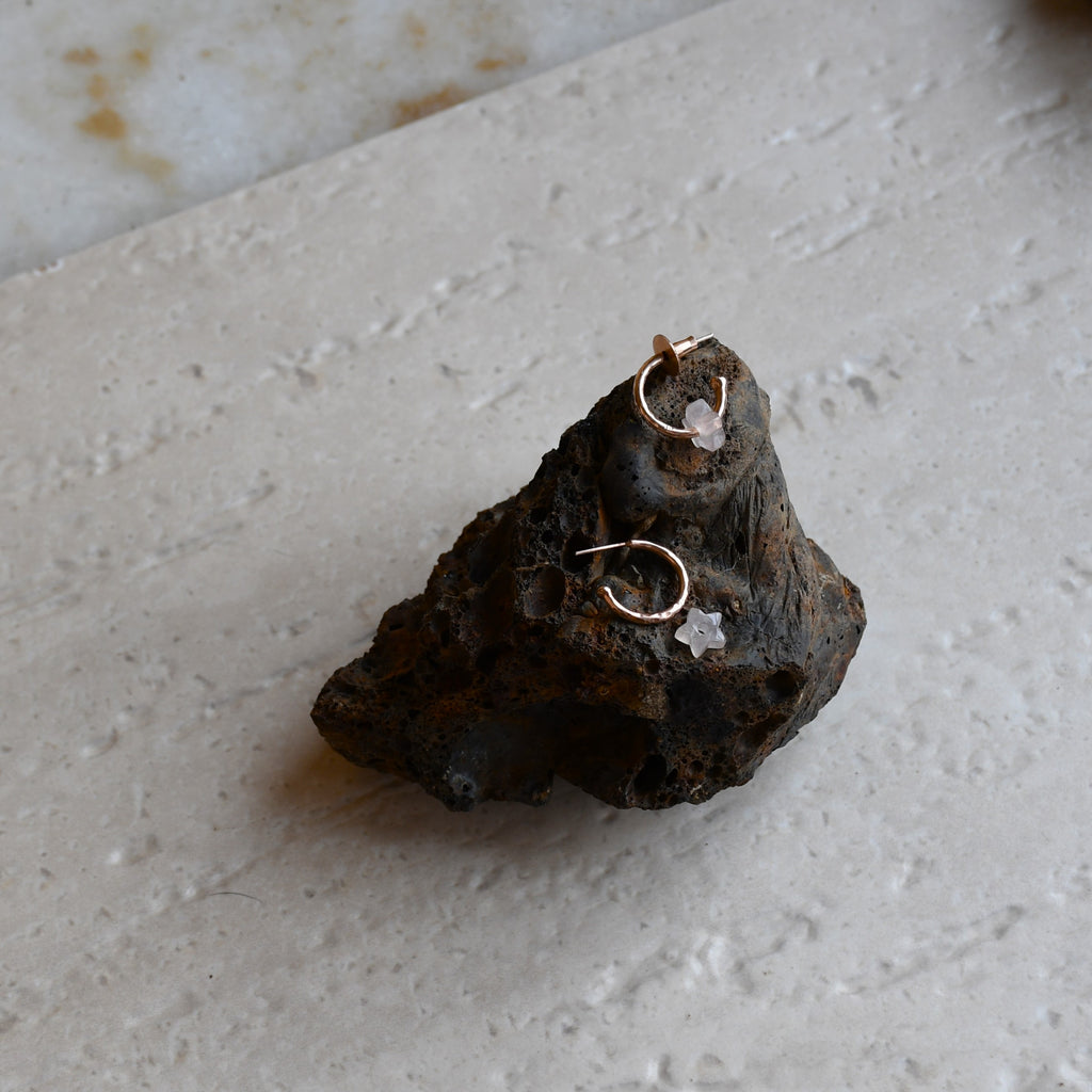 Venus Star Hoops Mini at Kamakhyaa by Noyra. This item is Fashion Jewellery, Hoops, jewelry, Micron, Natural, Office Wear Jewellery, Pink, Silver, Solids