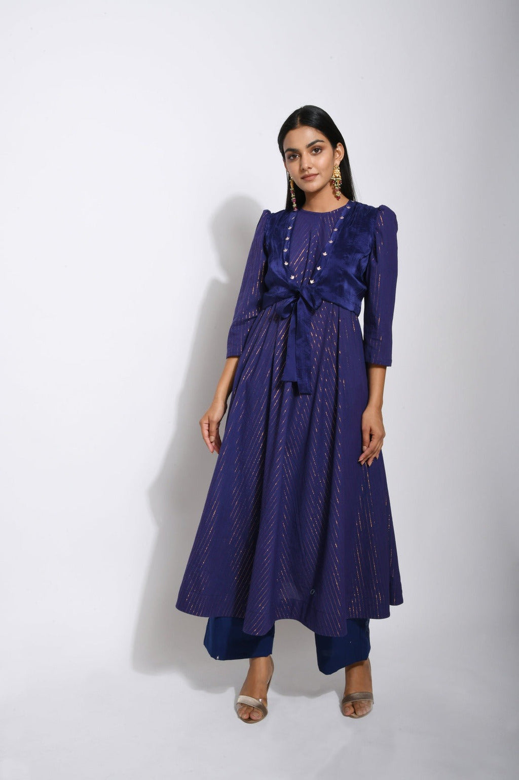 Violet Cotton Kurta Set With Dupatta at Kamakhyaa by Taro. This item is Blue, Evening Wear, Handwoven cotton, Indian Wear, Indo-Western, July Sale, July Sale 2023, Kurta Pant Sets, Kurta Set With Dupatta, Natural, Regular Fit, Textured, Womenswear