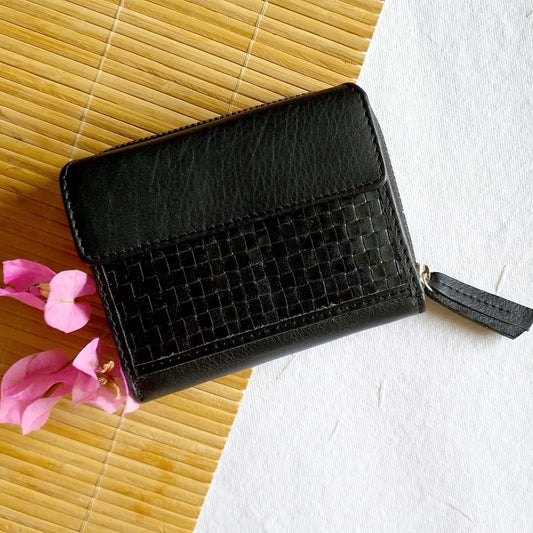 Wallet- Black at Kamakhyaa by Noupelle. This item is Bags, Black, Casual Wear, Free Size, Less than $50, Natural, Not Priced, Upcycled, Upcycled leather, Wallets