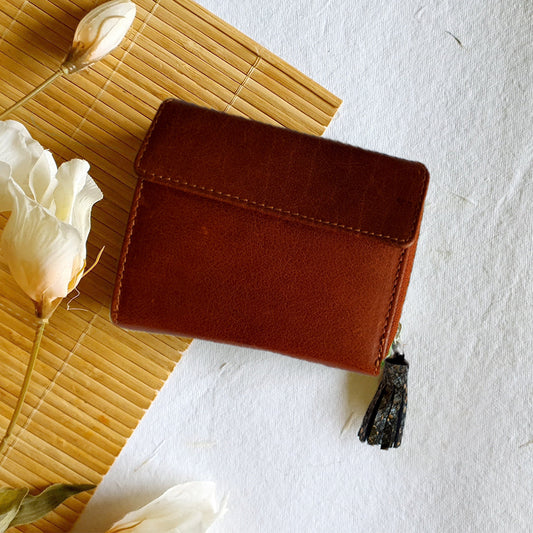 Wallet- Tan at Kamakhyaa by Noupelle. This item is Bags, Brown, Casual Wear, Fall, Free Size, Less than $50, Natural, Not Priced, Upcycled, Upcycled leather, Wallets