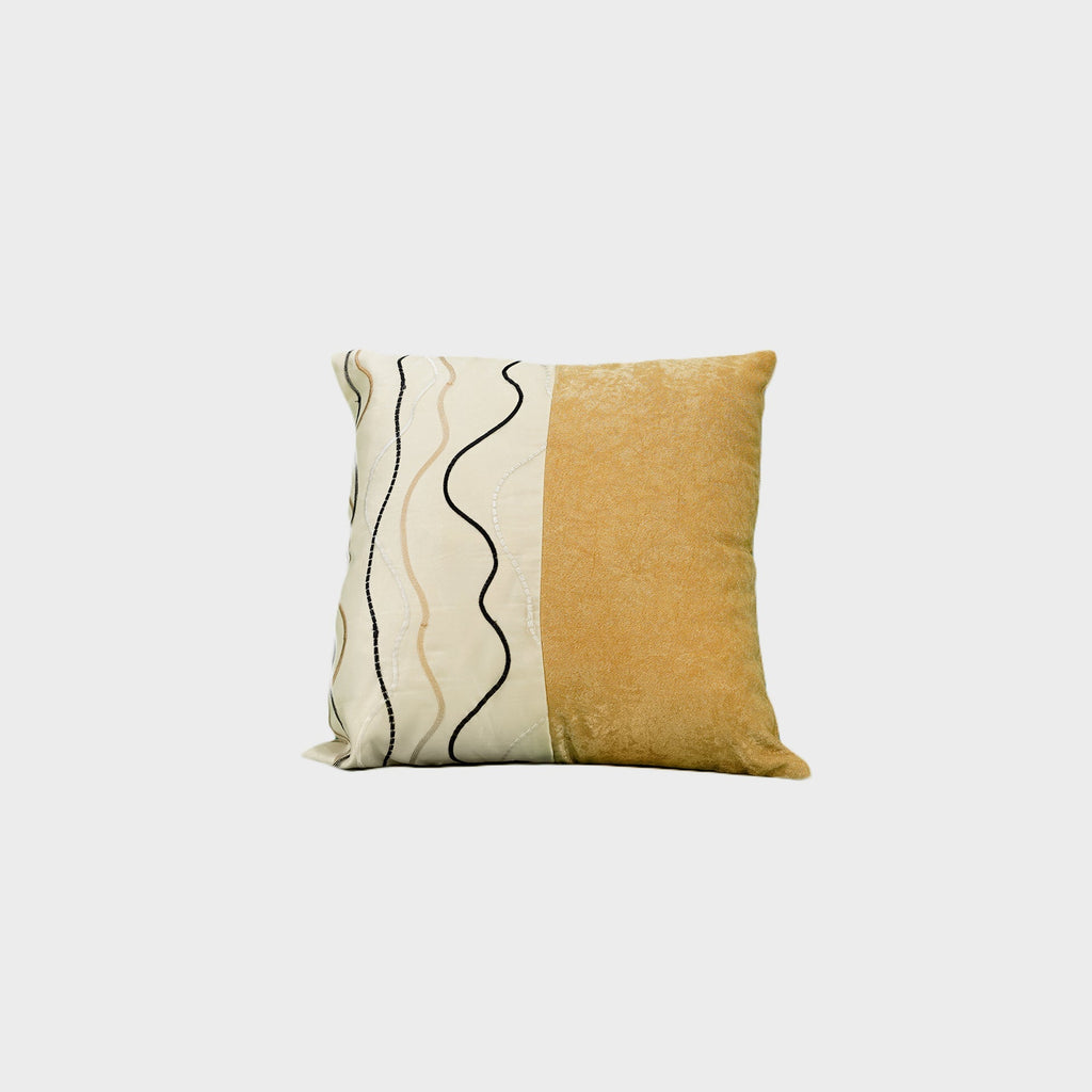 Wavy Beach Curls Cushion Cover Sets at Kamakhyaa by Aetherea. This item is Abstract, Beige, Cotton, Cushion covers, Half & Half, Home, Lines, Plain, Solid, Upcycled, Wavy