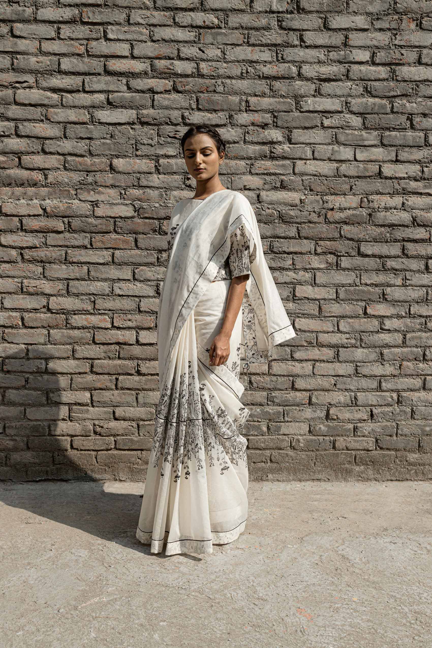 White Boat Neck Top at Kamakhyaa by Ahmev. This item is Boxy Fit, Casual Wear, Chanderi, Crop Tops, Ink And Ivory, Natural, Prints, White, Womenswear