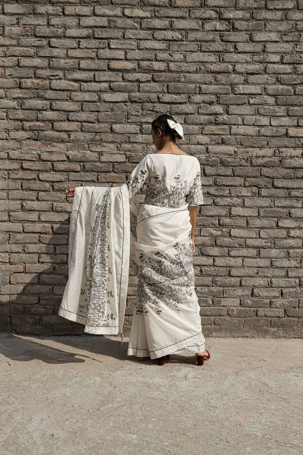 White Boat Neck Top at Kamakhyaa by Ahmev. This item is Boxy Fit, Casual Wear, Chanderi, Crop Tops, Ink And Ivory, Natural, Prints, White, Womenswear