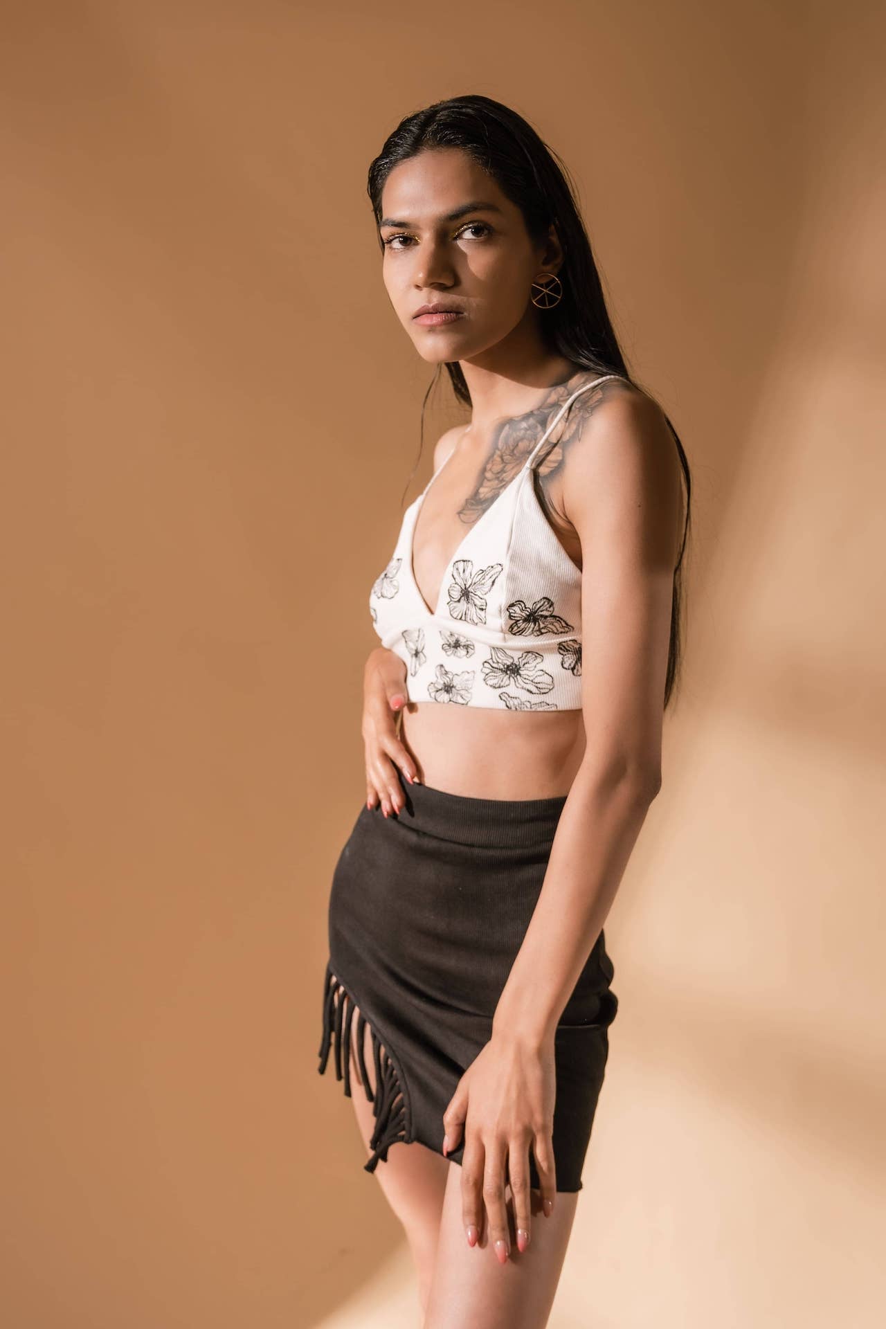 White Bralette Top at Kamakhyaa by Meko Studio. This item is Bralette Tops, Cotton, Deadstock Fabrics, Evening Wear, For Birthday, July Sale, July Sale 2023, Lycra, Printed Selfsame, Prints, Slim Fit, Verao SS-22/23, White, Womenswear