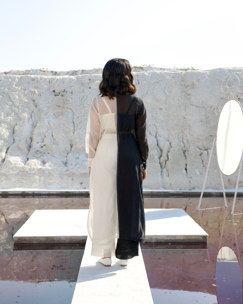 White Casual Co-ord Set at Kamakhyaa by The Loom Art. This item is Aurora SS24, Best Selling, Casual Wear, Chanderi Silk, Co-ord Sets, FB ADS JUNE, July Sale, July Sale 2023, Ombre & Dyes, Organic, Patchwork, Regular Fit, Relaxed Fit, Vacation, Vacation Co-ords, White, Womenswear