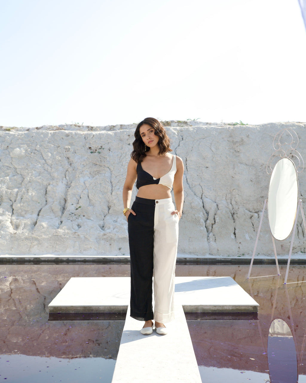 White Casual Co-ord Set at Kamakhyaa by The Loom Art. This item is Aurora SS24, Best Selling, Casual Wear, Chanderi Silk, Co-ord Sets, FB ADS JUNE, July Sale, July Sale 2023, Ombre & Dyes, Organic, Patchwork, Regular Fit, Relaxed Fit, Vacation, Vacation Co-ords, White, Womenswear