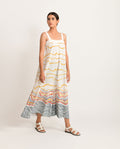 White Casual Jumpsuit at Kamakhyaa by Rias Jaipur. This item is Azo Free Dye, Bamboo, Block Prints, Casual Wear, Cotton, Jumpsuits, Organic Cotton, Parat, Regular Fit, White, Womenswear