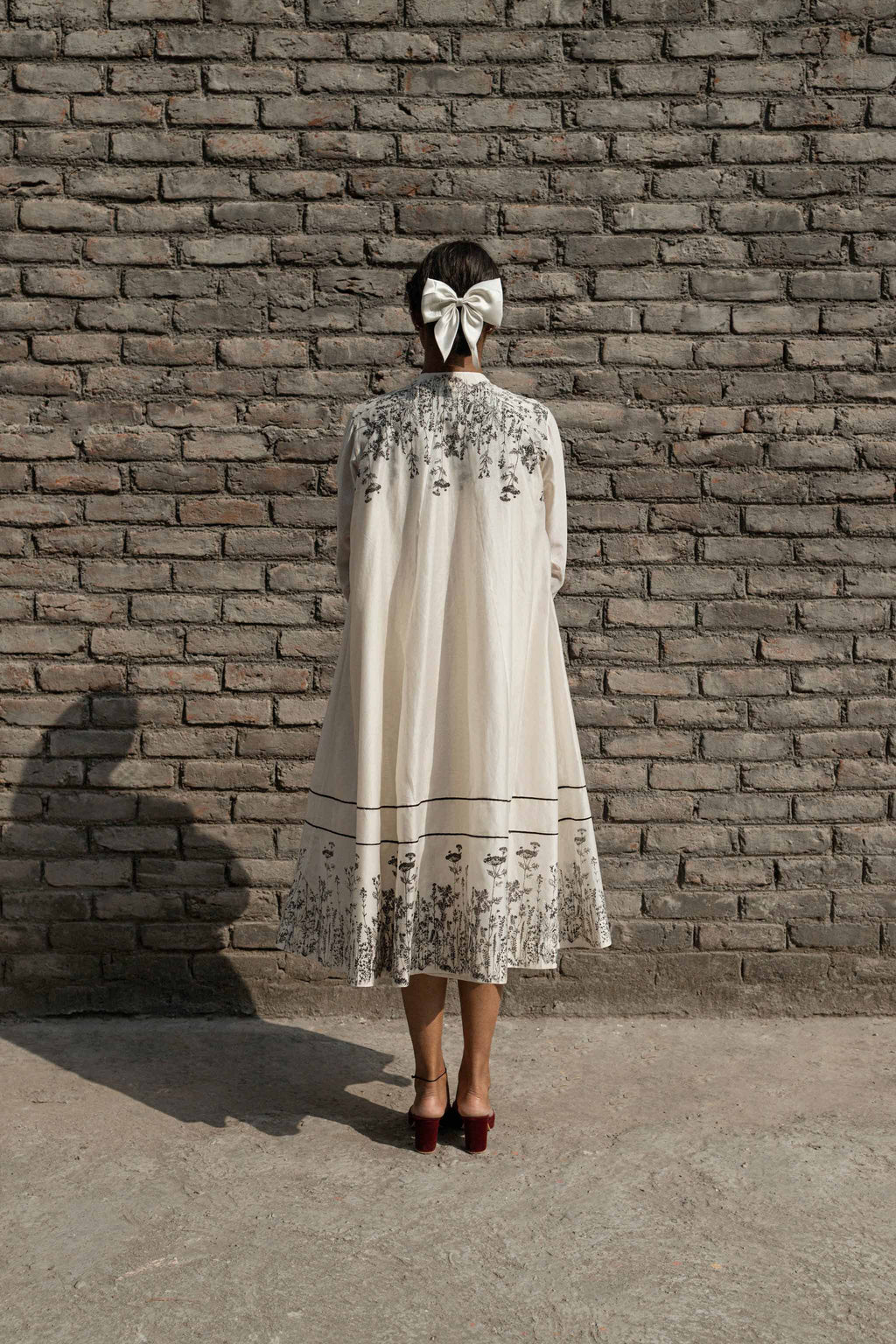 White Chanderi Overlay at Kamakhyaa by Ahmev. This item is Casual Wear, Chanderi, Ink And Ivory, Natural, Overlays, Prints, Relaxed Fit, Shrugs, White, Womenswear