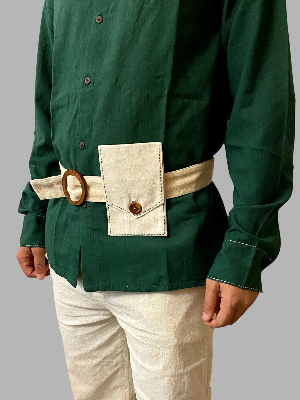 White/ Charcoal Grey/ Beige Upcycled Belt Bag at Kamakhyaa by Lafaani. This item is Add Ons, Bags, Belt Bags, Casual Wear, Free Size, Less than $50, Multicolor, Natural, Products less than $25, Solids, Upcycled, Upcycled Cotton