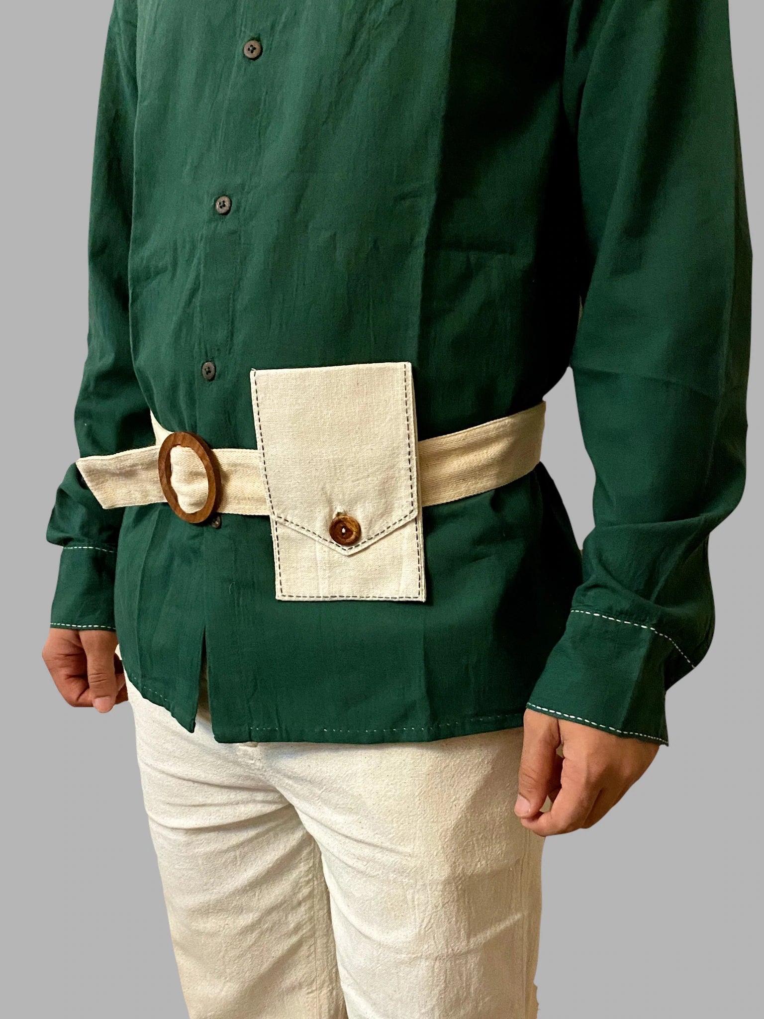 White/ Charcoal Grey/ Beige Upcycled Belt Bag at Kamakhyaa by Lafaani. This item is Add Ons, Bags, Belt Bags, Casual Wear, Free Size, Less than $50, Multicolor, Natural, Products less than $25, Solids, Upcycled, Upcycled Cotton