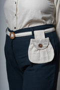 White/Charcoal Grey/Beige Upcycled Cotton Belt Bags at Kamakhyaa by Lafaani. This item is Add Ons, Bags, Belt Bags, Casual Wear, Free Size, Less than $50, Multicolor, Natural, Solids, Upcycled, Upcycled Cotton