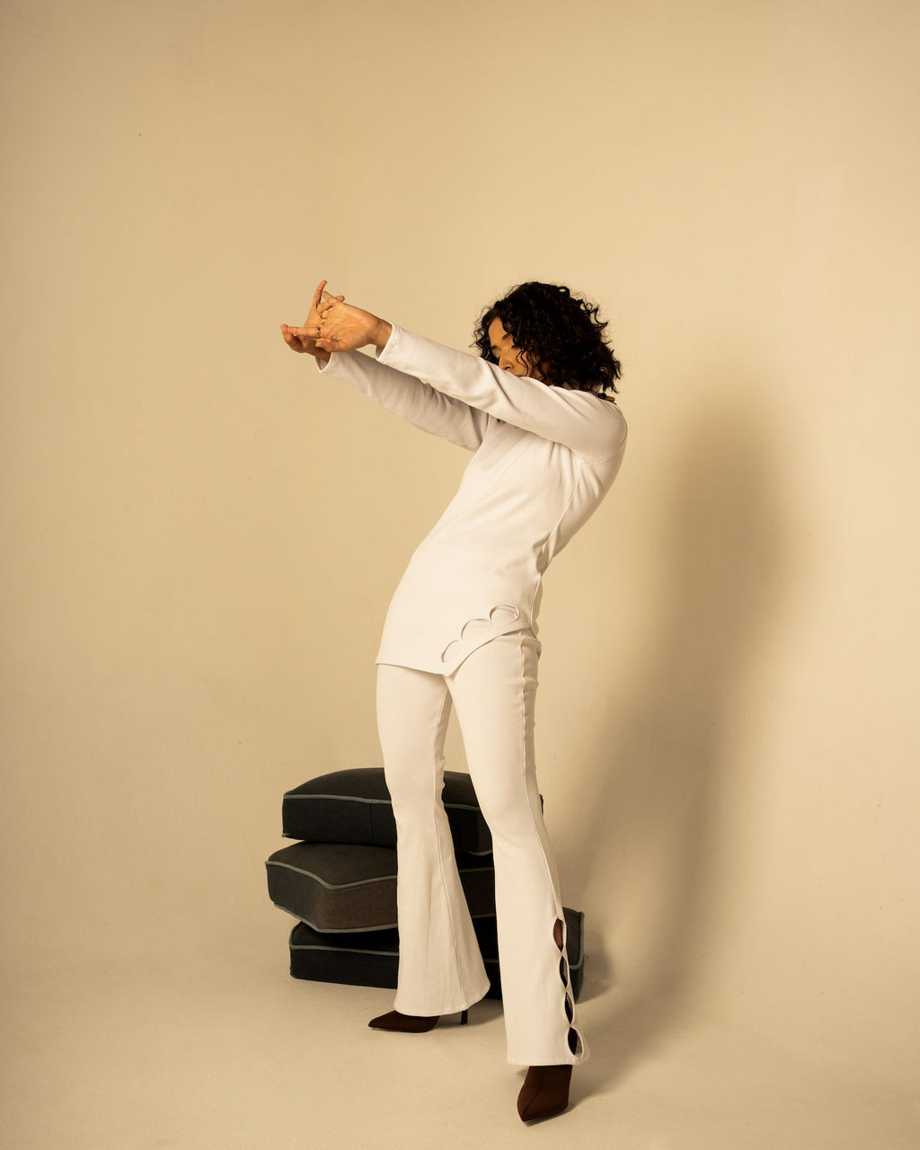 White Co-ord Set at Kamakhyaa by Meko Studio. This item is Casual Wear, Co-Ord Sets, Cotton, July Sale, July Sale 2023, Office, Office Wear Co-ords, Relaxed Fit, Solid Selfmade, Solids, Tranquil AW-22/23, White, Womenswear