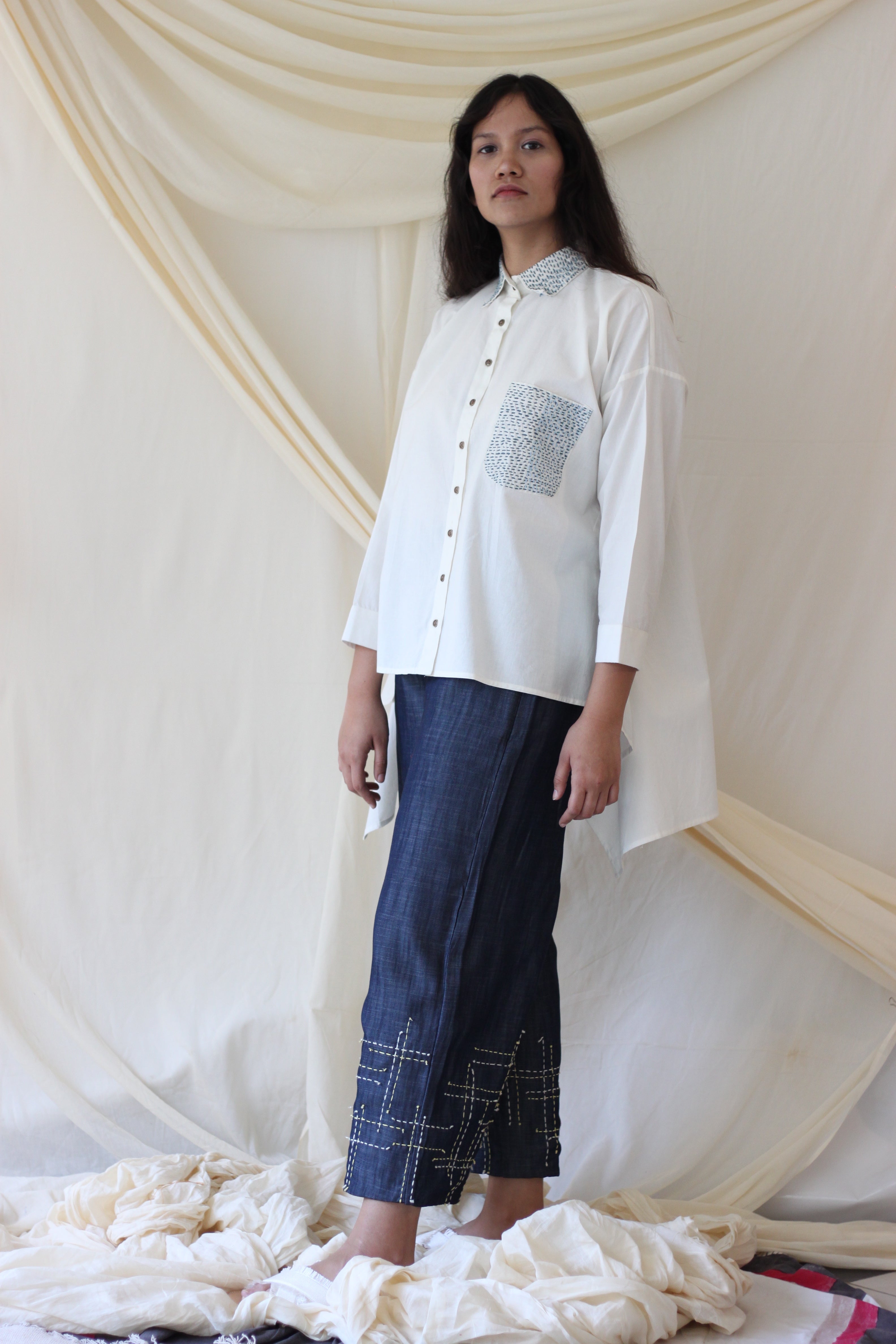 White Collared Shirt at Kamakhyaa by Chambray & Co.. This item is Casual Wear, Cotton, Natural, Regular Fit, Shirts, Solids, Tops, White, Womenswear
