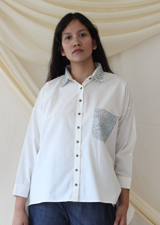 White Collared Shirt at Kamakhyaa by Chambray & Co.. This item is Casual Wear, Cotton, Natural, Regular Fit, Shirts, Solids, Tops, White, Womenswear