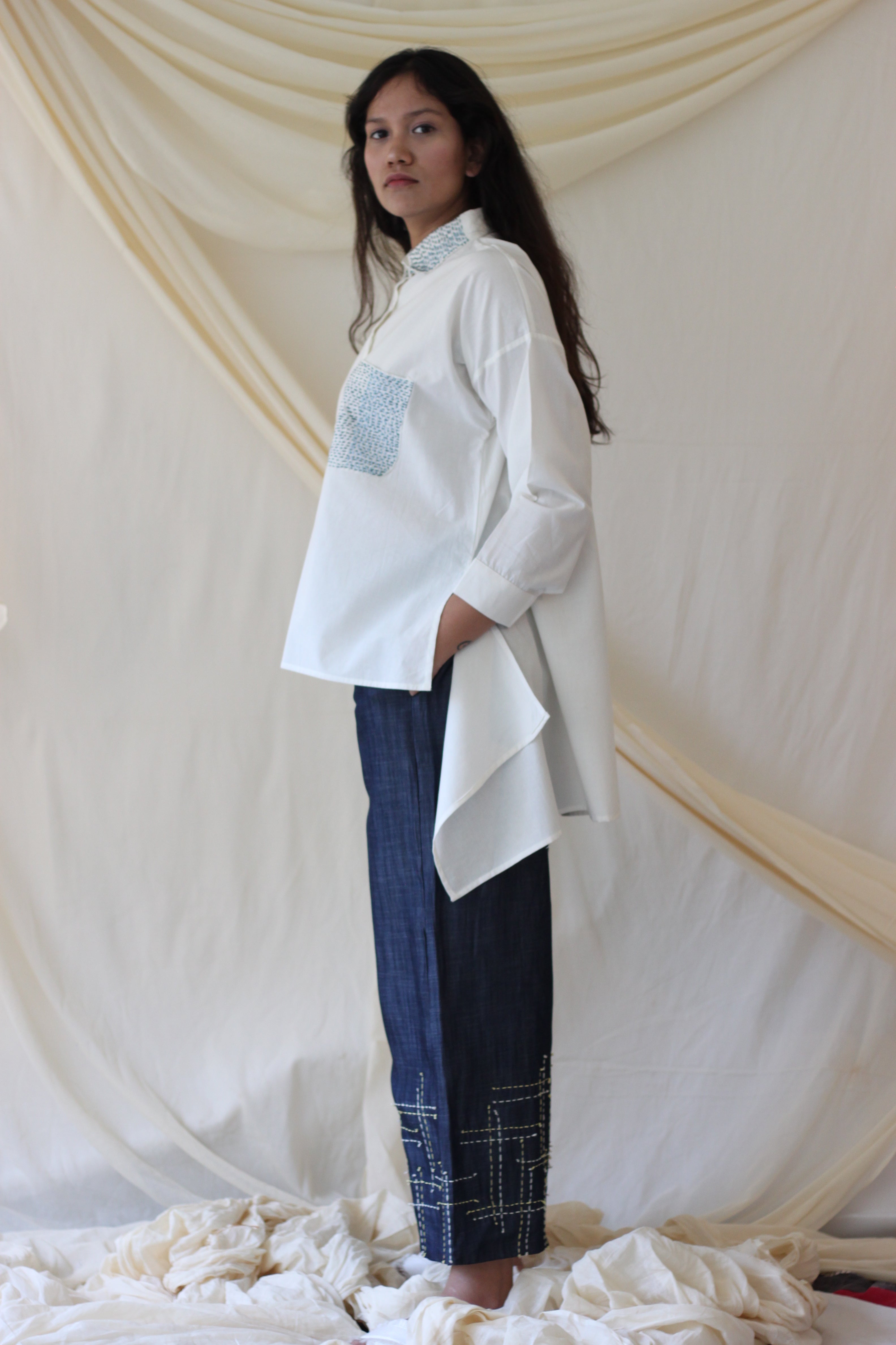 White Collared Shirt at Kamakhyaa by Chambray & Co.. This item is Casual Wear, Cotton, Natural, Regular Fit, Shirts, Solids, Tops, White, Womenswear