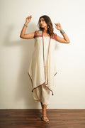 White Cotton 3 pc Co-ord Set at Kamakhyaa by Keva. This item is 100% cotton, Best Selling, Cape, Co-ord Sets, FB ADS JUNE, Fusion Wear, Natural, New, Off-white, party, Party Wear Co-ords, Printed Selfsame, Relaxed Fit, Saba, Solids, White, Womenswear
